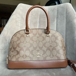 Coach cross-body purse: Mini Sierra Satchel Signature in Brown